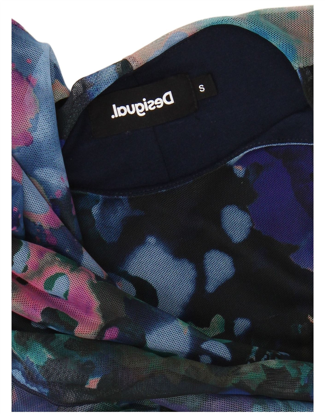 DESIGUAL Ženska haljina A-kroja dugih rukava s apstraktnim uzorkom UK 10 Mala plava