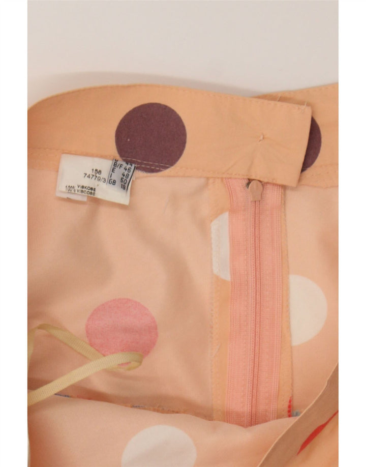 VINTAGE Womens High Waist Pleated Skirt UK 18 XL W32 Orange Polka Dot Vintage Vintage and Second-Hand Vintage from Messina Hembry 