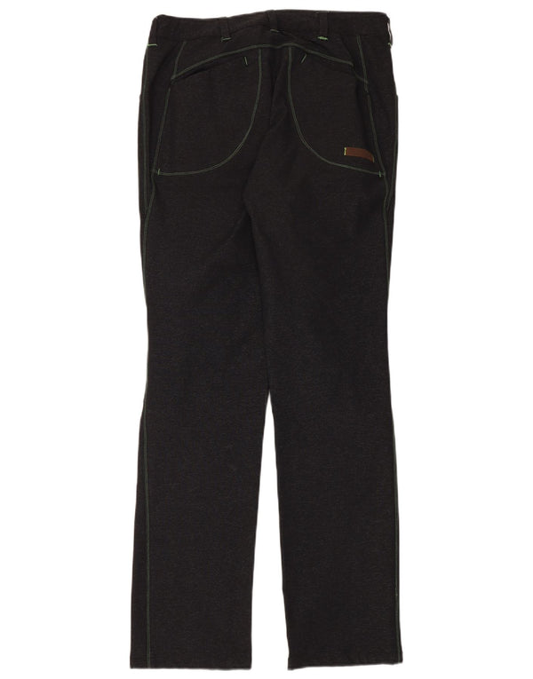 Vintage ženske ravne ležerne hlače IT 48 XL W32 L34 crni poliamid