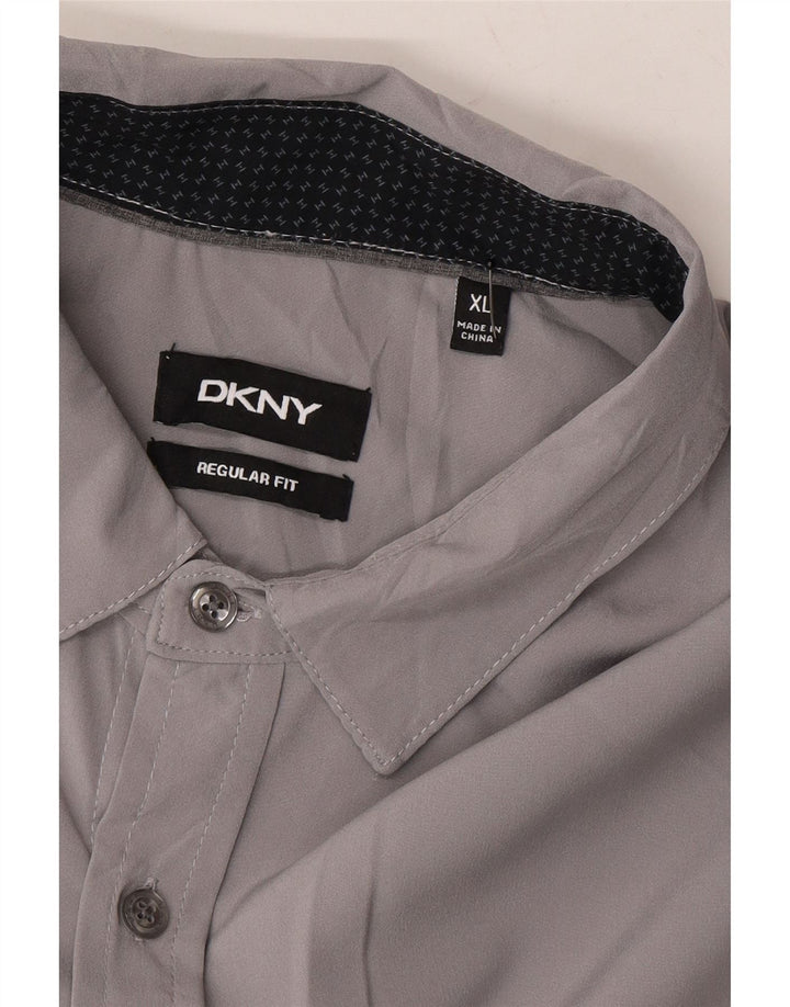 DKNY Mens Regular Fit Short Sleeve Shirt XL Grey Polyester Vintage Dkny and Second-Hand Dkny from Messina Hembry 