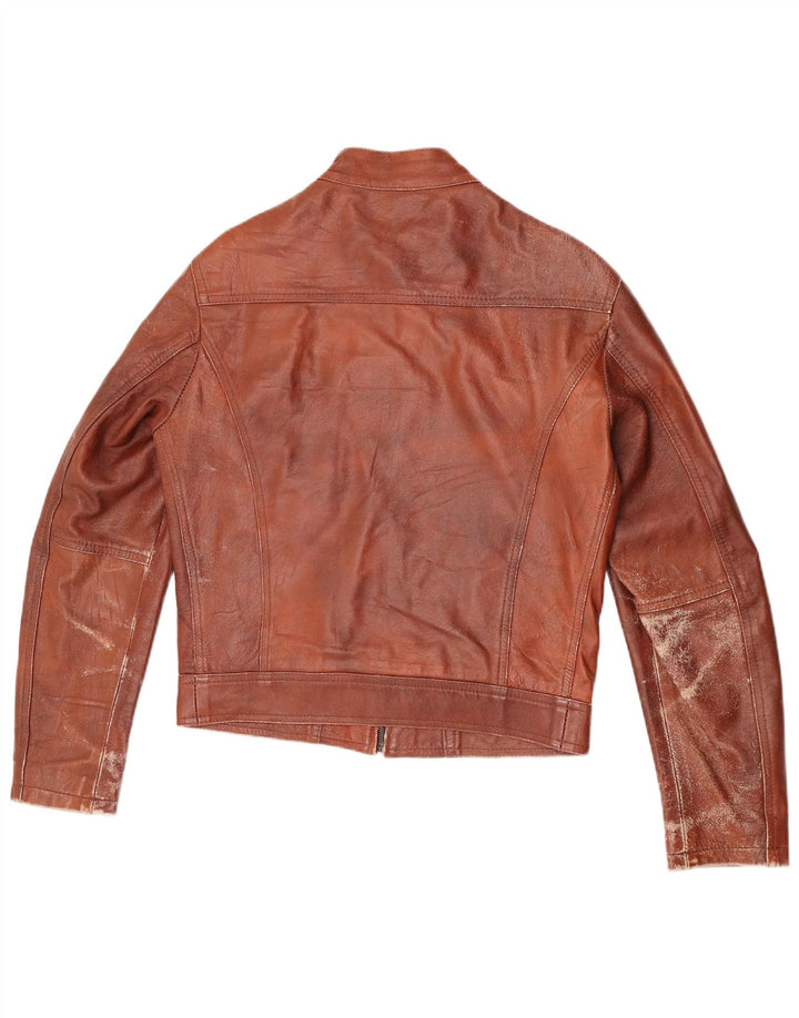 Vintage ženska crop kožna jakna IT 48 XL smeđa koža