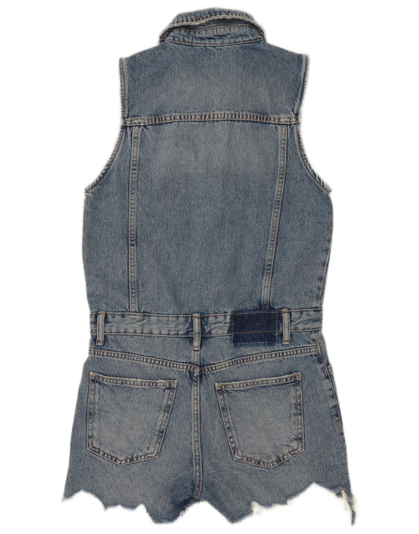 Zara ženski traper kombinezon bez rukava UK 10 Small Blue Cotton