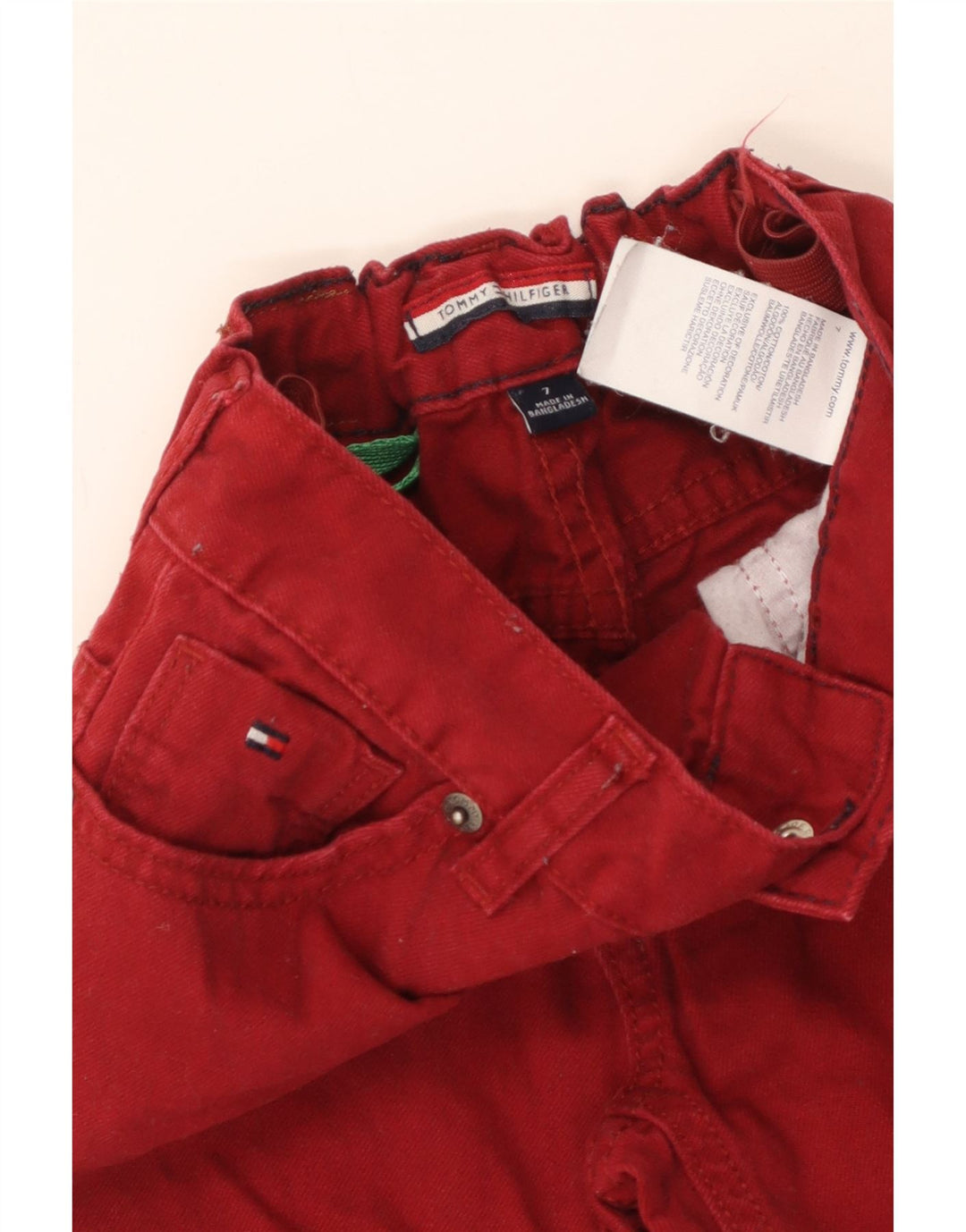 TOMMY HILFIGER Ravne traperice za dječake 6-7 godina W22 L22 Bordo pamuk