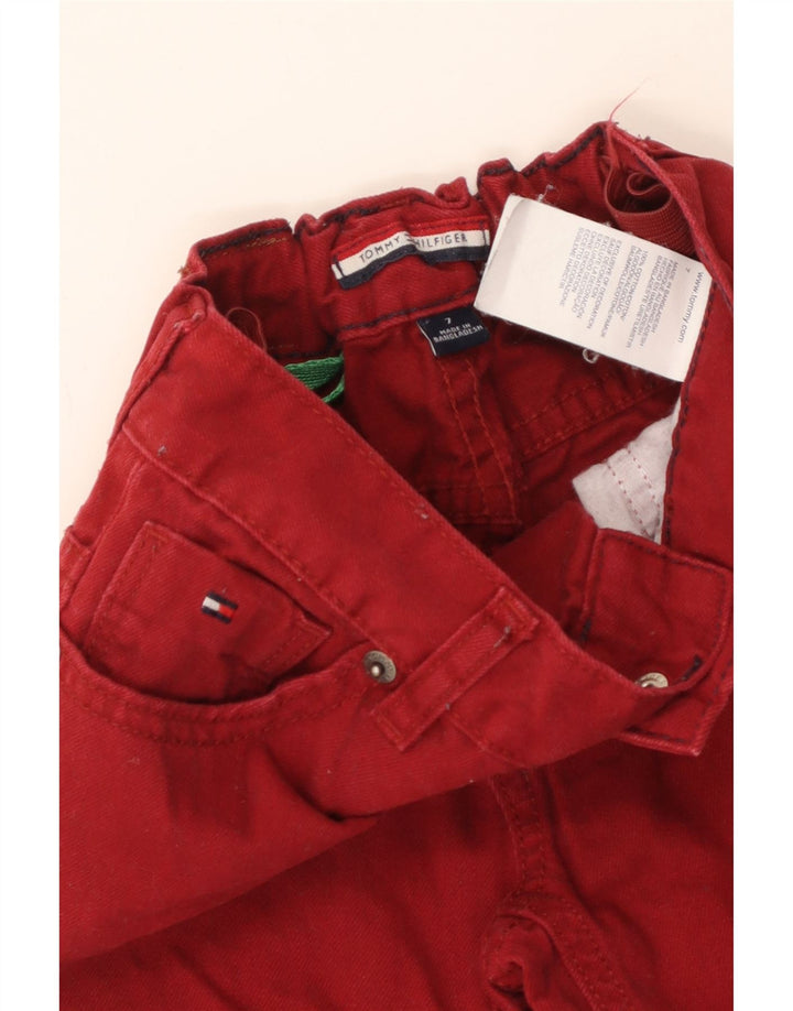 TOMMY HILFIGER Ravne traperice za dječake 6-7 godina W22 L22 Bordo pamuk