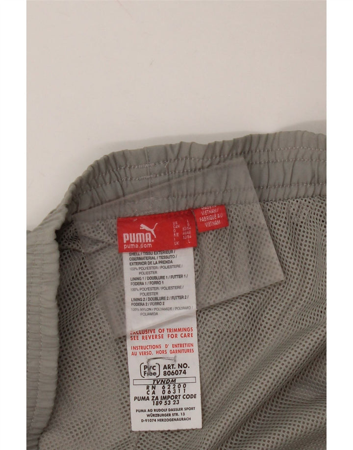 PUMA muške trenirke s grafičkim motivima, hlače za trčanje, veliki sivi poliester