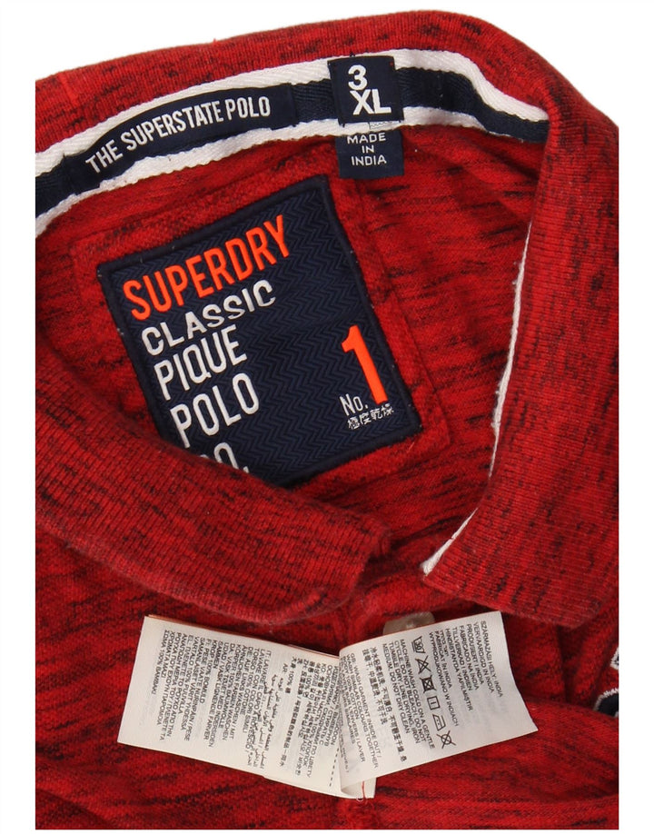 SUPERDRY muška grafička polo majica 3XL crveni flekasti pamuk