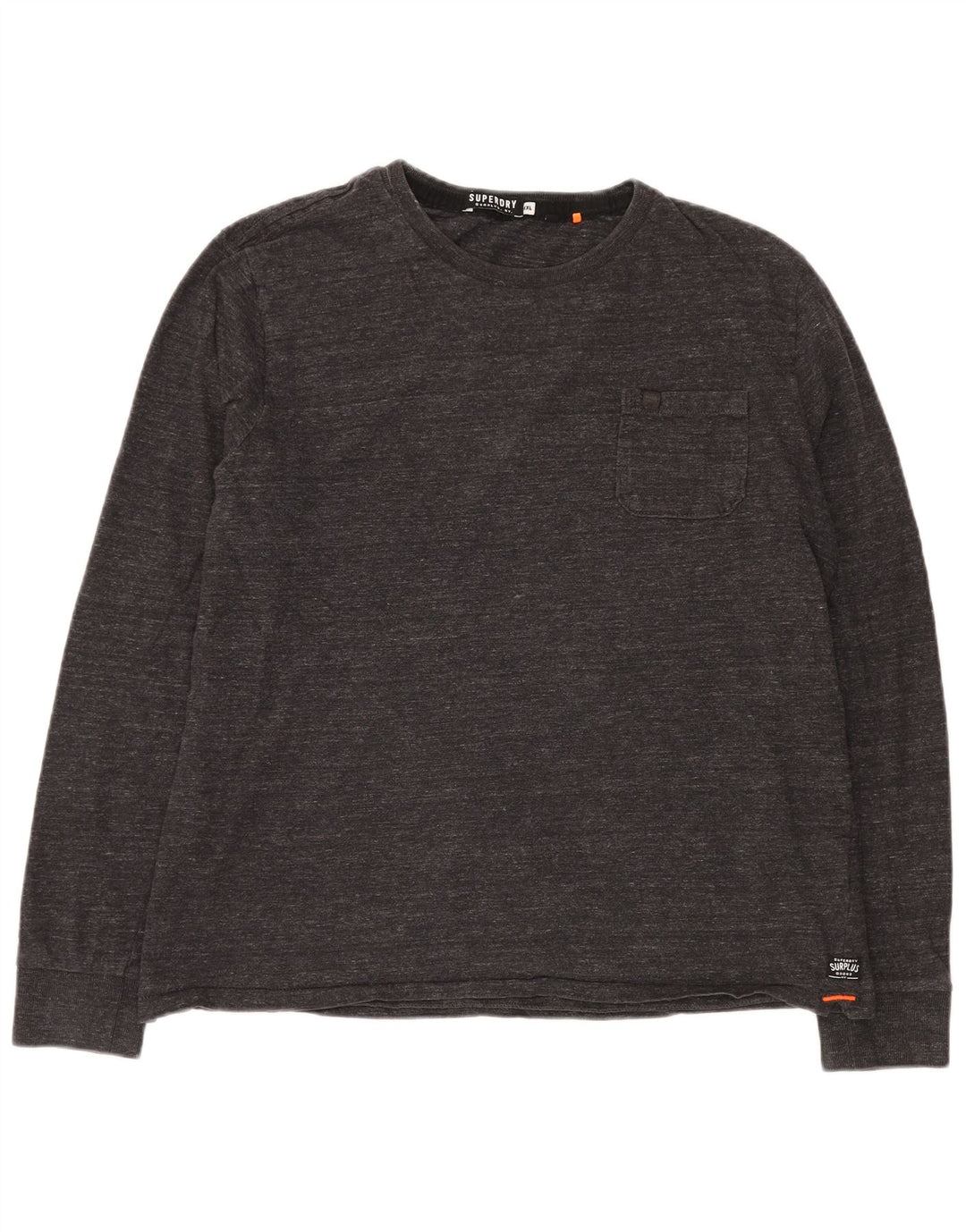 SUPERDRY muška majica dugih rukava 2XL sivi flekasti pamuk