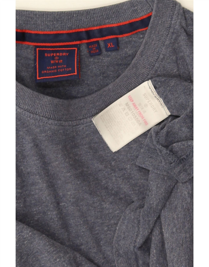 SUPERDRY muška majica s dugim rukavima XL, plavi flekasti pamuk