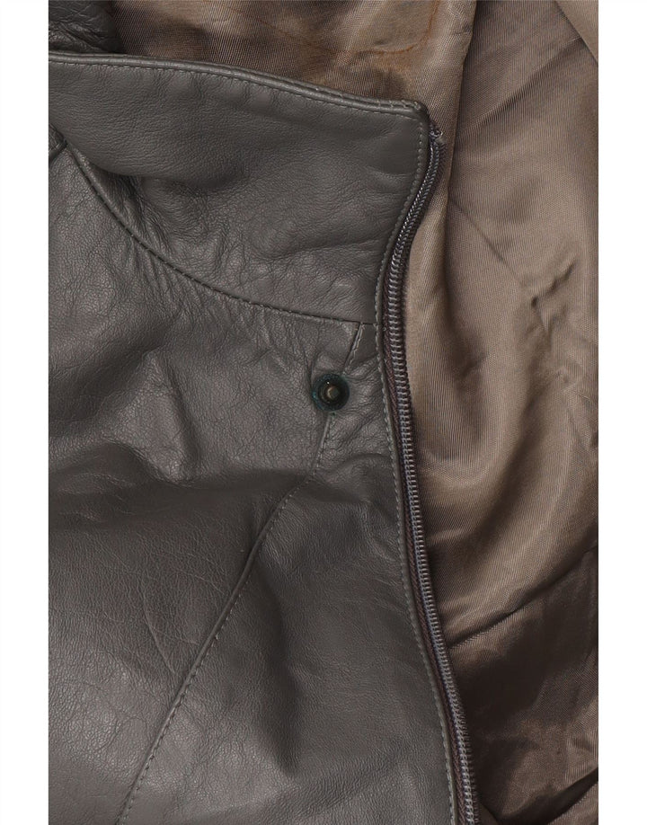 Vintage muška kožna jakna IT 52 XL siva koža