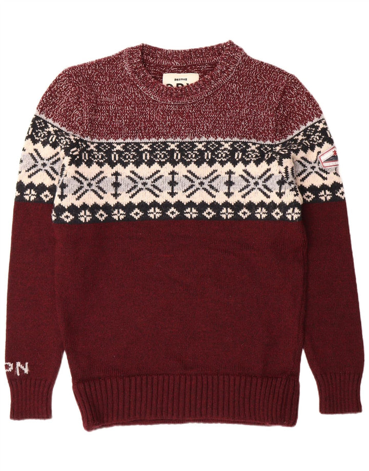 SUPERDRY muški džemper s okruglim izrezom XL Burgundy Fair Isle Classic