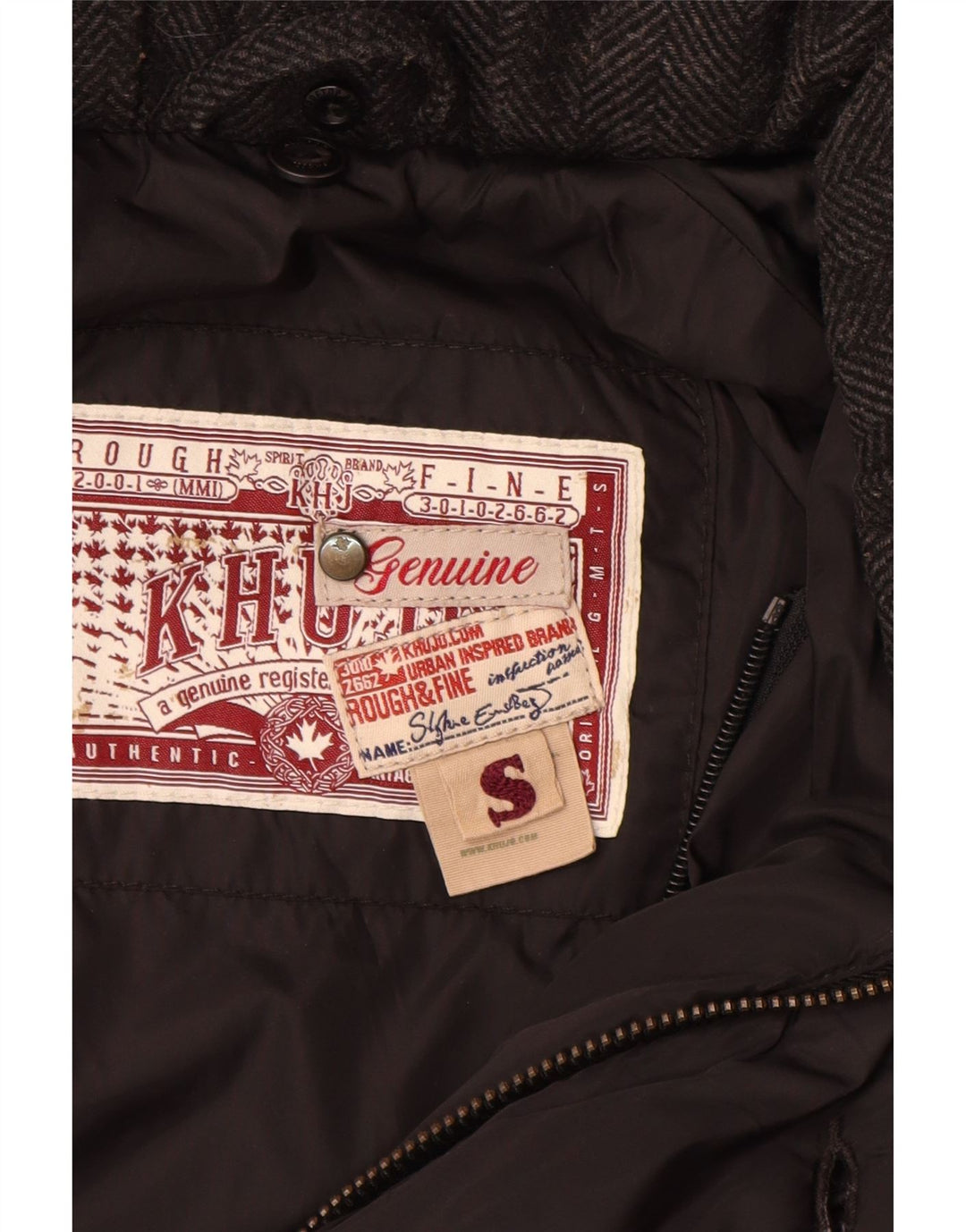 KHUJO ženski podstavljeni kaput UK 10 Mali crni najlon