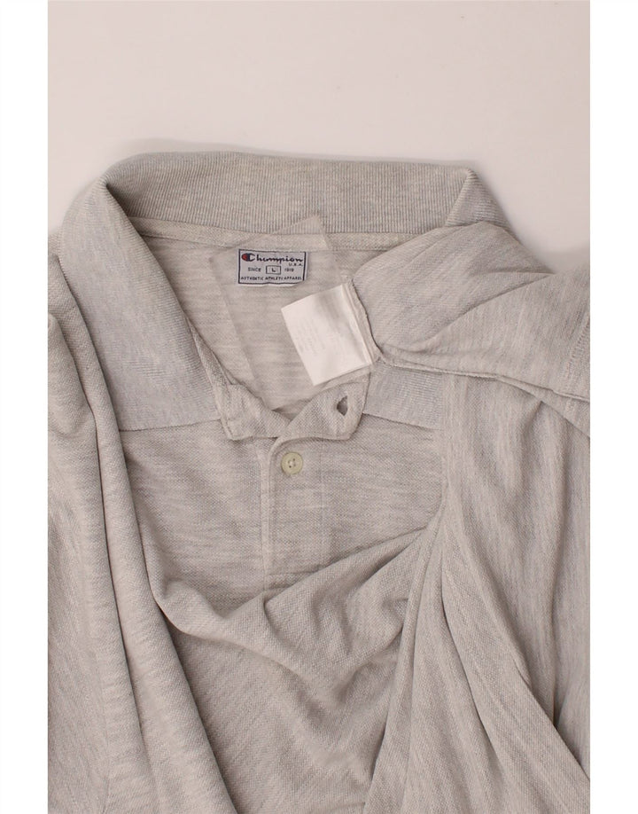 CHAMPION Mens Polo Shirt Large Grey Cotton Vintage Champion and Second-Hand Champion from Messina Hembry 