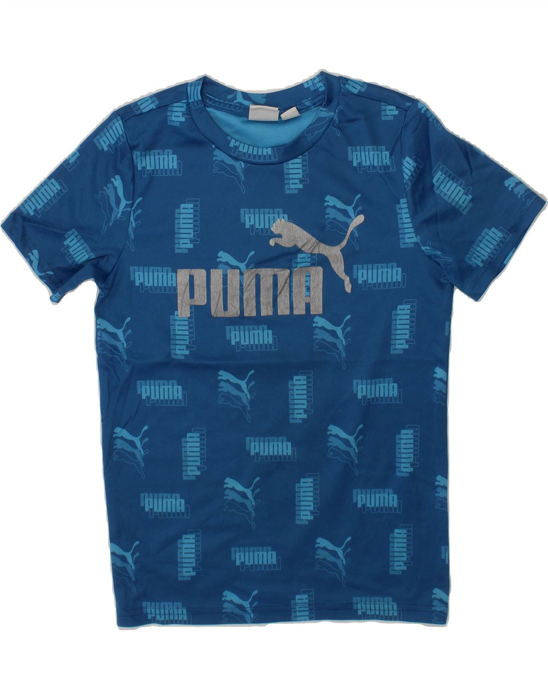 PUMA Boys Graphic T-Shirt Top 6-7 Years Blue Polyester Vintage Puma and Second-Hand Puma from Messina Hembry 