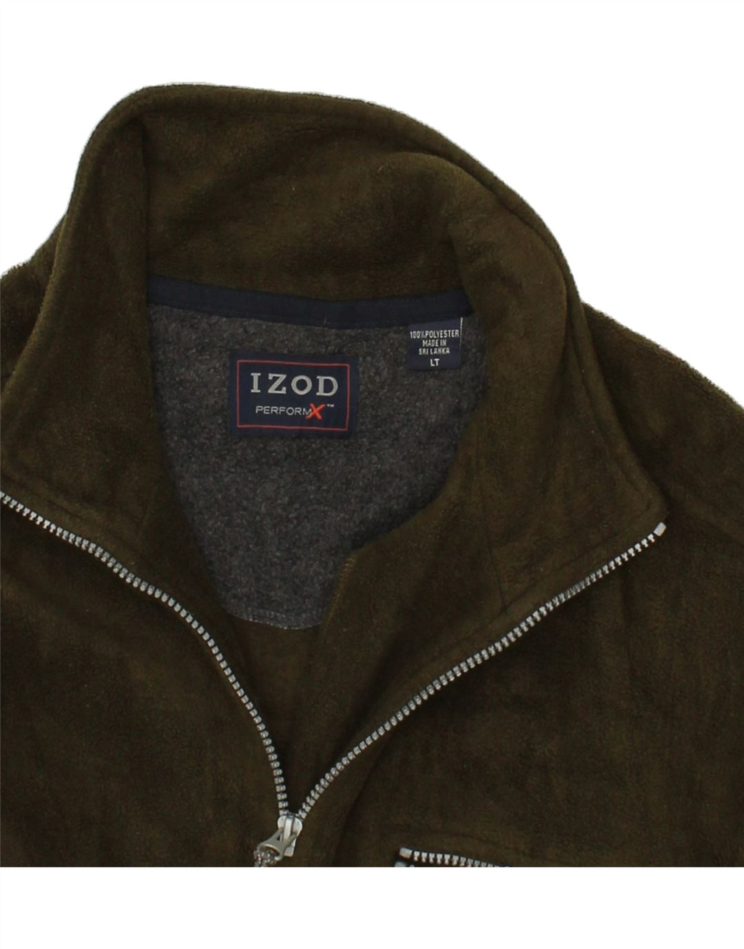 IZOD Mens Zip Neck Fleece Jumper Large Khaki Polyester Vintage Izod and Second-Hand Izod from Messina Hembry 