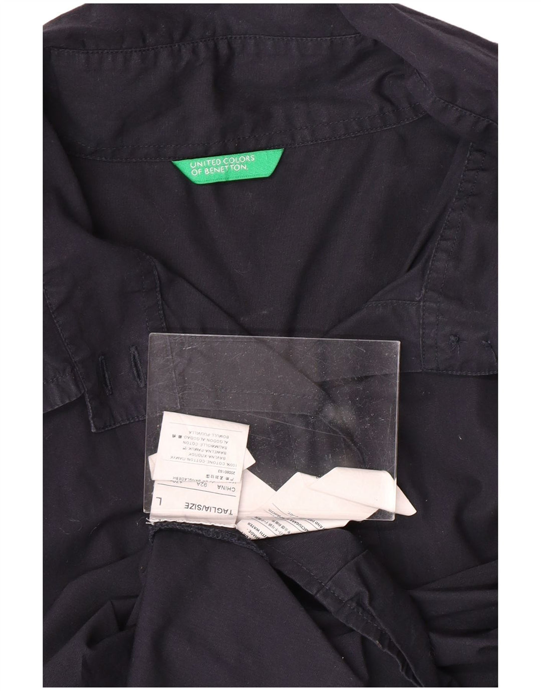 BENETTON ženska košulja kratkih rukava UK 14 Veliki tamnoplavi pamuk