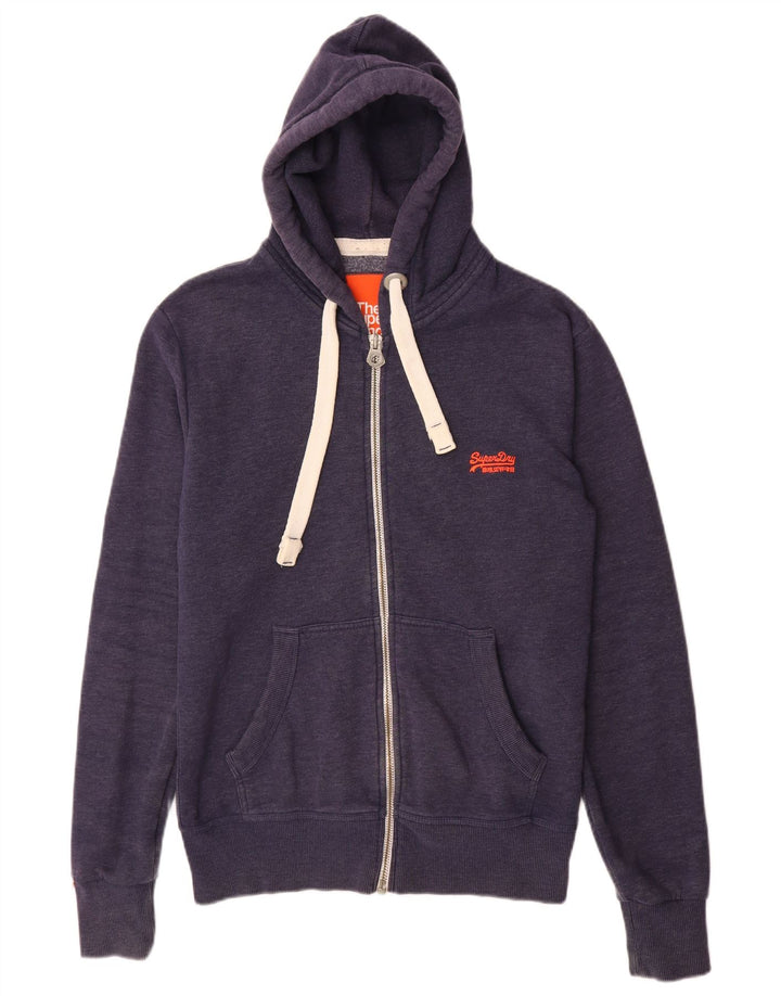 Superdry muški pulover s kapuljačom na patentni zatvarač srednje tamnoplavi pamuk