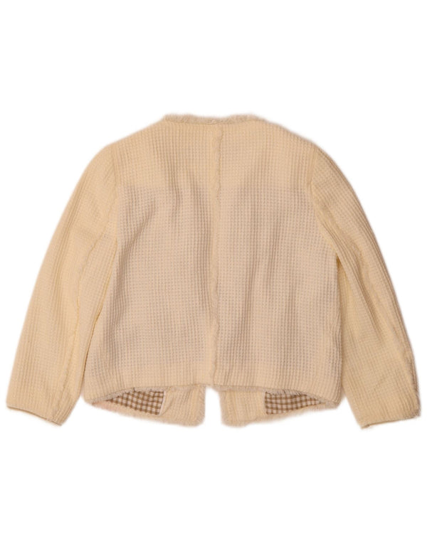 Zara ženska jakna s otvorenim bolero 3/4 rukava UK 10 Small Off White Cotton