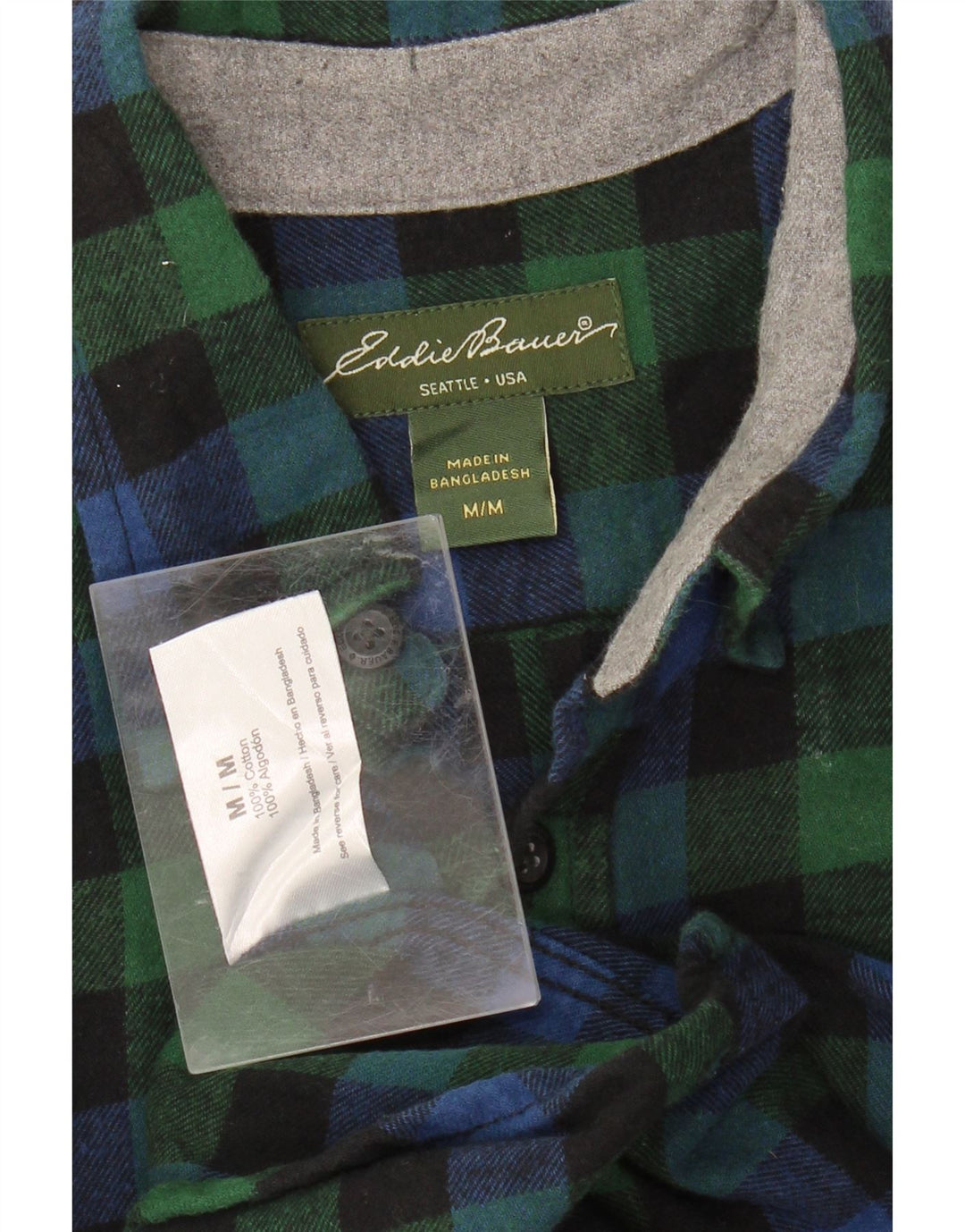 EDDIE BAUER Mens Flannel Shirt Medium Blue Check Cotton Vintage Eddie Bauer and Second-Hand Eddie Bauer from Messina Hembry 