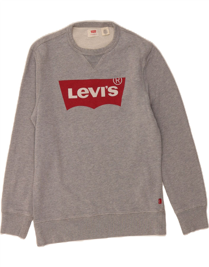 LEVI'S Mens Graphic Sweatshirt Jumper Medium Grey Cotton Vintage Levi's and Second-Hand Levi's from Messina Hembry 