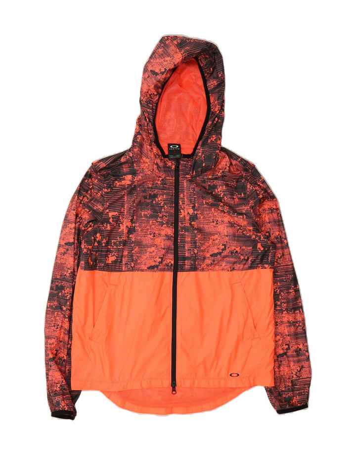 OAKLEY Mens Hooded Rain Jacket UK 38 Medium Red Colourblock Polyester Vintage Oakley and Second-Hand Oakley from Messina Hembry 