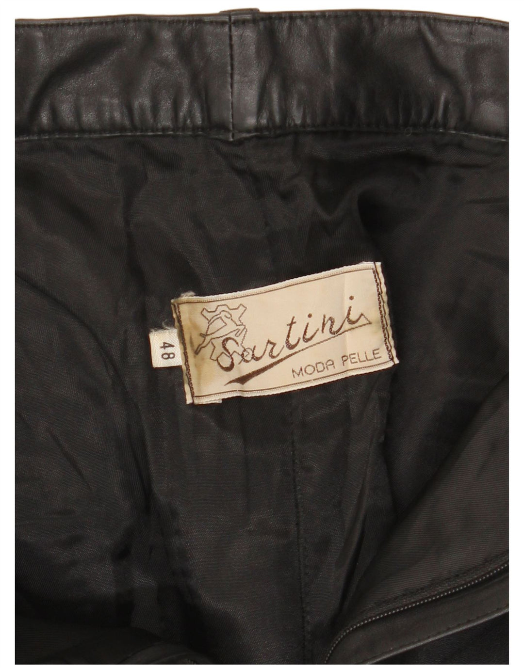 VINTAGE muške ravne kožne hlače IT 48 srednje W32 L31 crne