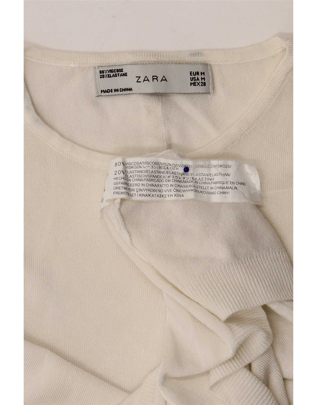 Zara ženski kratki prsluk UK 12 srednje bijele viskoze