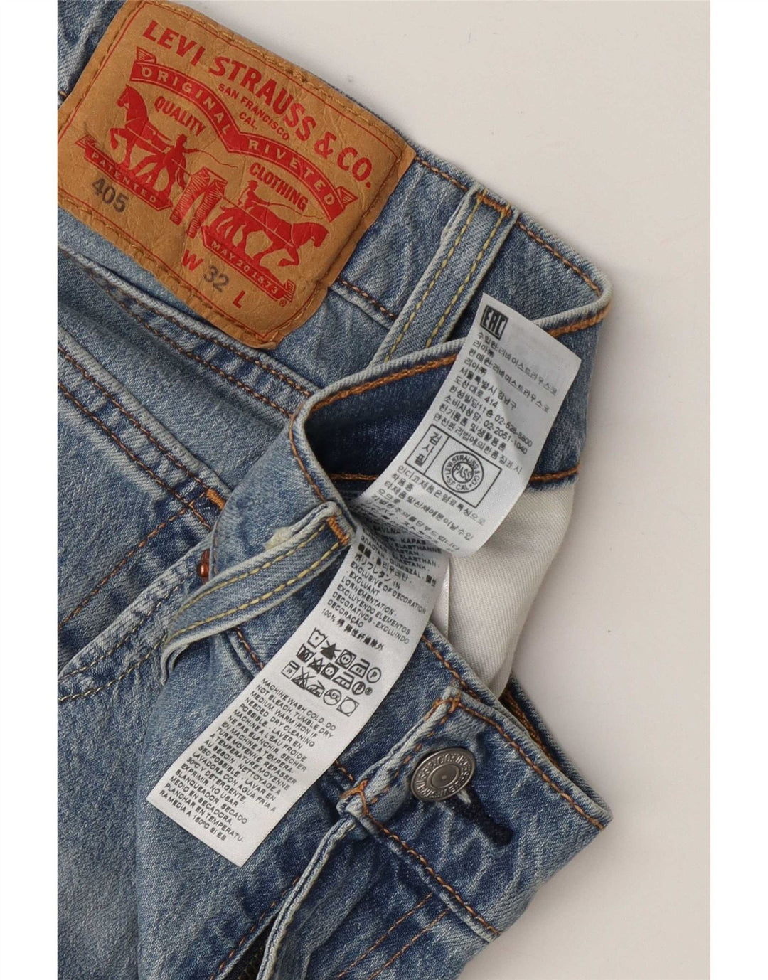 Levi's muške kratke traper hlače 405 W32 srednje plavi pamuk