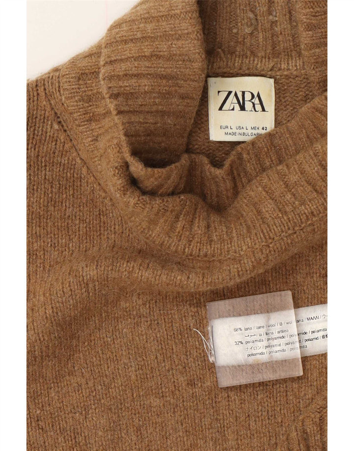 Zara muški pulover s rol izrezom, veliki bež vuneni