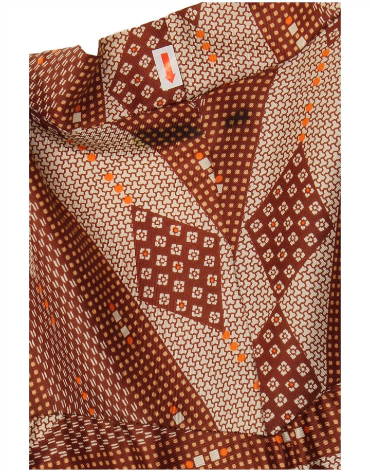 Vintage ženska maxi haljina s omotom UK 12 srednje smeđa Argyle/dijamant