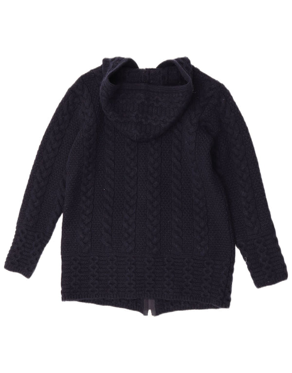 Aran Crafts ženski kardigan pulover s kapuljačom UK 6 XS tamnoplava merino vuna
