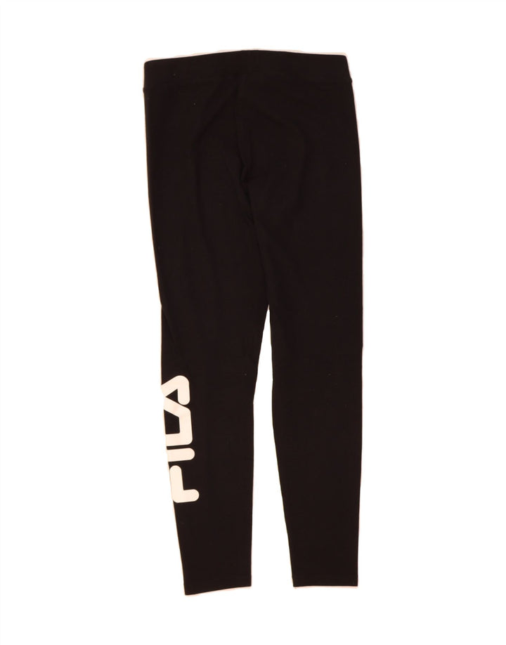 FILA Womens Graphic Leggings UK 12 Medium  Black Cotton Vintage Fila and Second-Hand Fila from Messina Hembry 