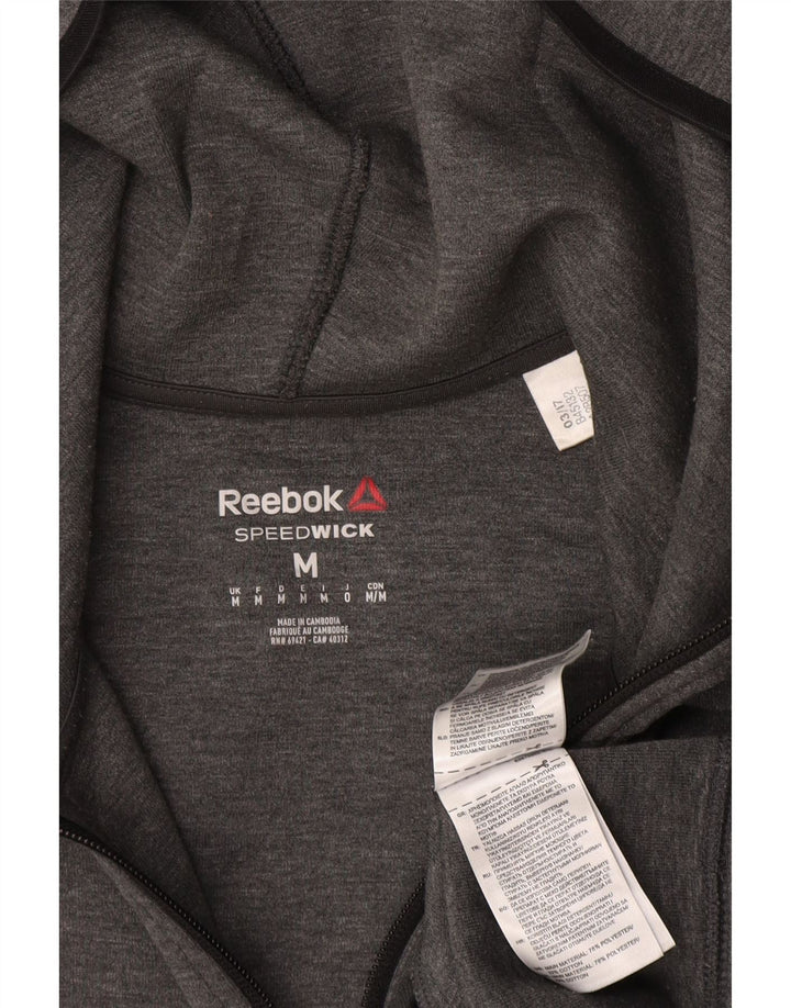 REEBOK muški pulover s kapuljačom na patentni zatvarač srednje sivi poliester