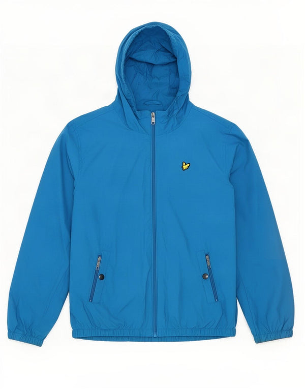 Lyle & Scott Boys Hooded Rain Jacket 12-13 Years Blue Cotton