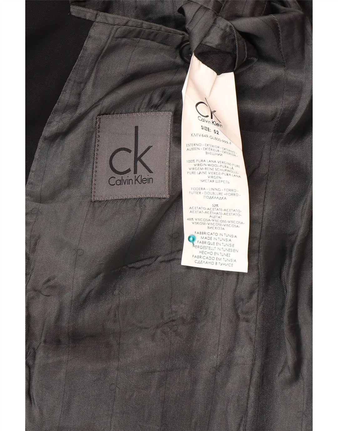 Calvin Klein muški sako sa 2 gumba IT 52 XL od djevičanske crne vune