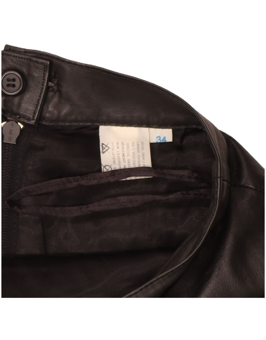 VINTAGE ženska kožna suknja EU 34 XS W24 crna koža