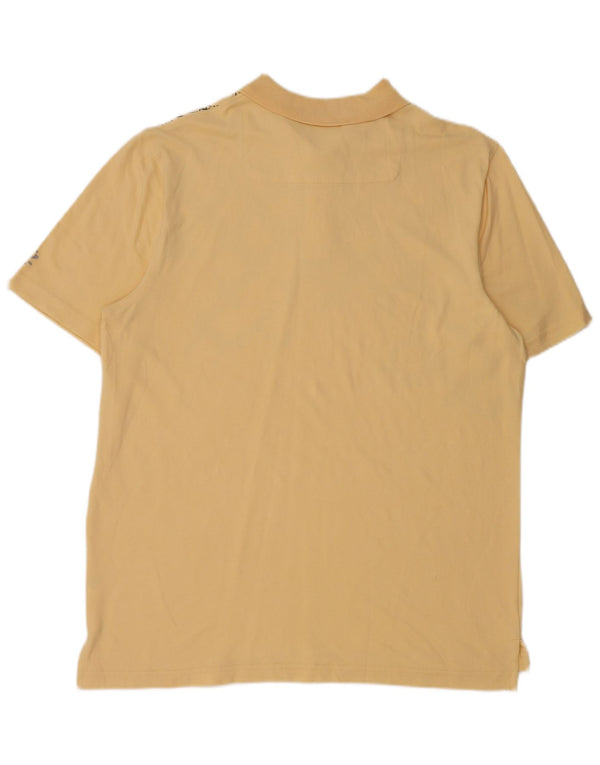 Izod Mens Polo Shirt Large Yellow Check Cotton