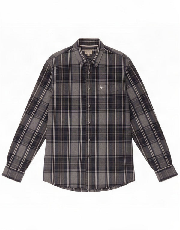 Jack Wills Mens Flannel Shirt Large Grey Check Cotton