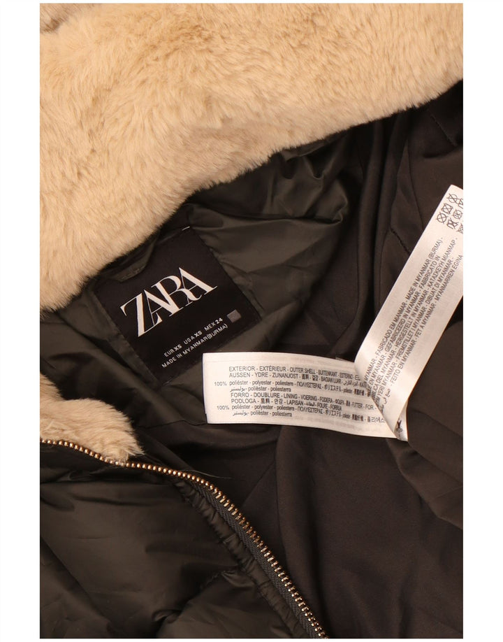 Zara ženska podstavljena jakna s kapuljačom UK 6 XS sivi poliester