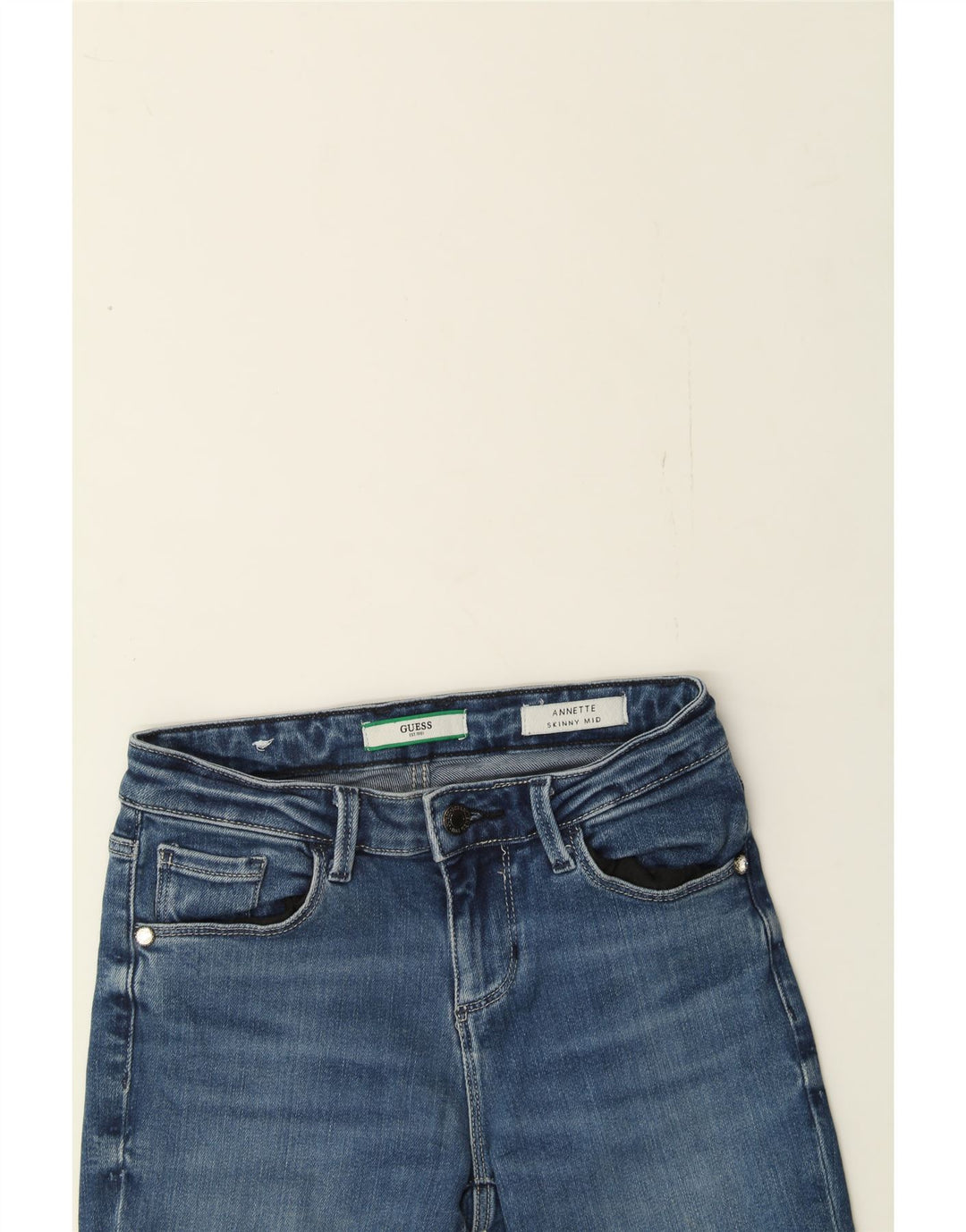 GUESS Womens Mid Rise Skinny Jeans W25 L29 Blue Polyester Vintage Guess and Second-Hand Guess from Messina Hembry 