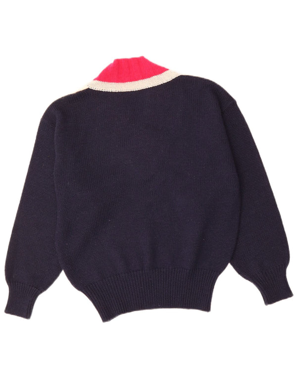 VINTAGE ženski džemper s V-izrezom UK 14 srednje tamnoplave boje