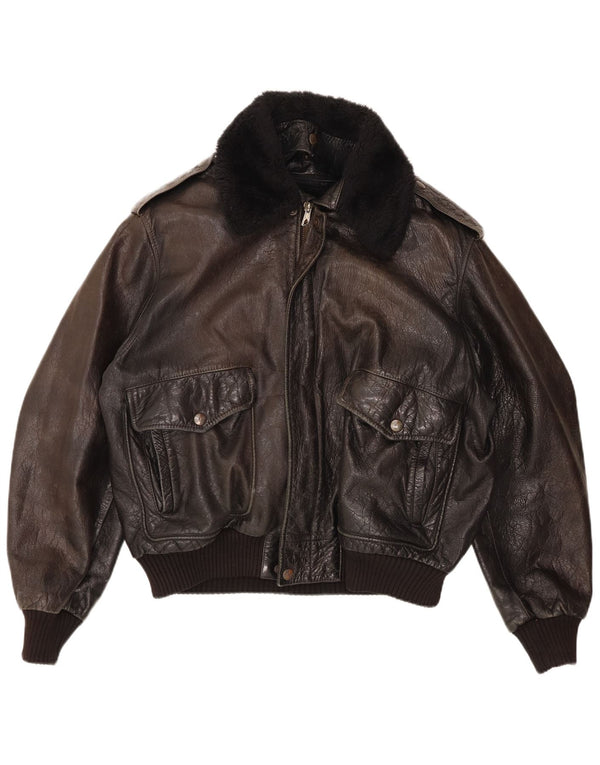 Vintage muška vojna bomber kožna jakna UK 42 XL crna