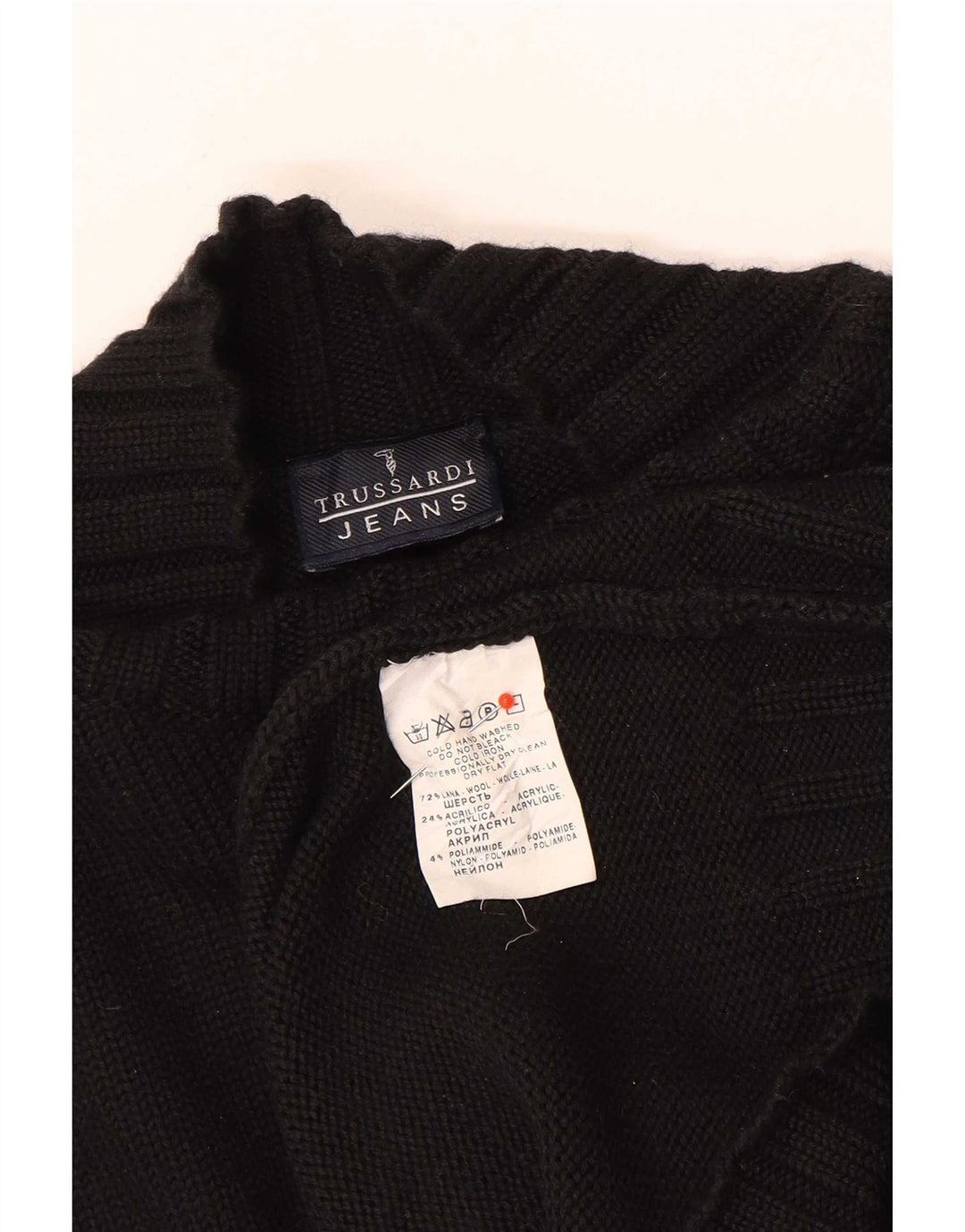 Veliki crni vuneni pulover Trussardi Jeans s kornjačičastim ovratnikom