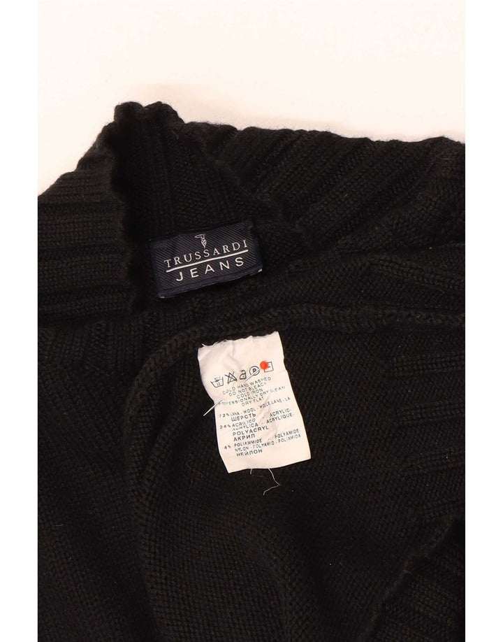 Veliki crni vuneni pulover Trussardi Jeans s kornjačičastim ovratnikom