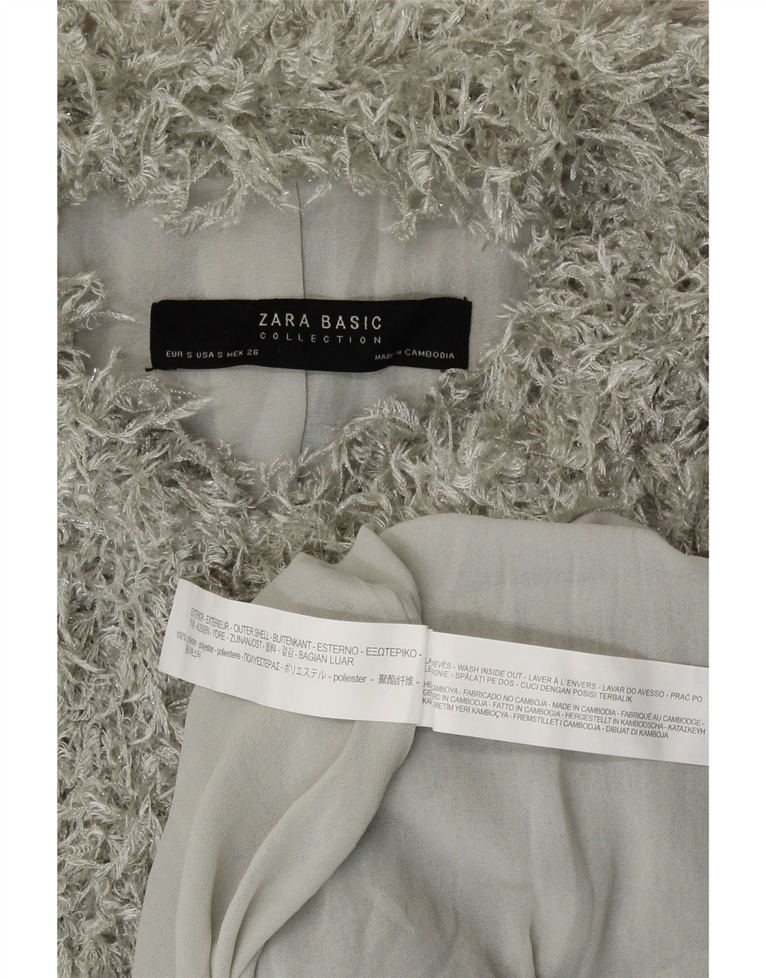 Zara ženska jakna od umjetnog krzna UK 10 mali sivi poliester