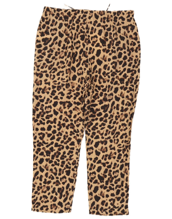 Zara Womens Cropped Trousers Large W30 L25 Brown Animal Print Modal