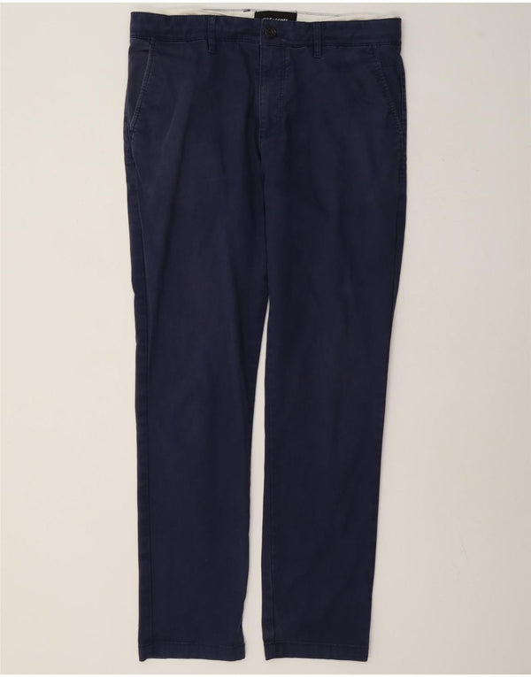 Lyle & Scott Mens Slim Chino Trousers W34 L32 Navy Blue Cotton