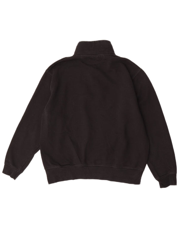 Zara Mens Zip Neck Sweatshirt Jumper Large Black Polyester
