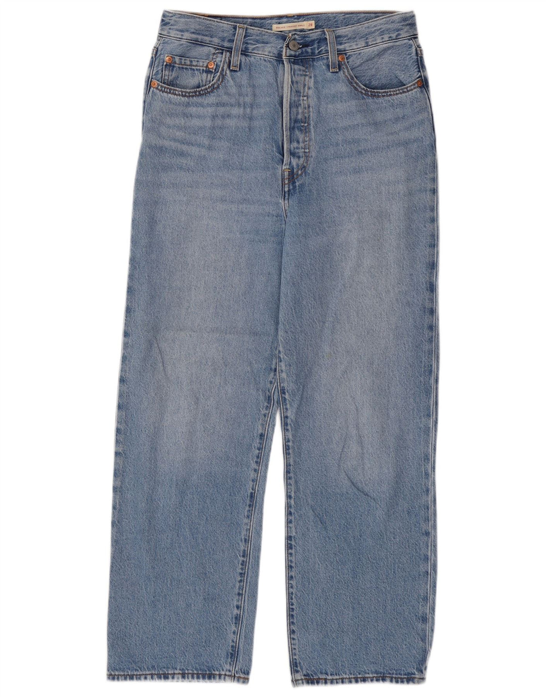 Levi's ženske ravne traperice s prsnim košem W28 L27 plavi pamuk