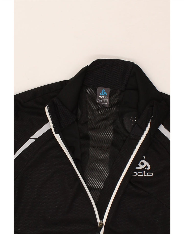 VINTAGE Womens Tracksuit Top Jacket UK 6 XS Black Colourblock Polyester Vintage Vintage and Second-Hand Vintage from Messina Hembry 
