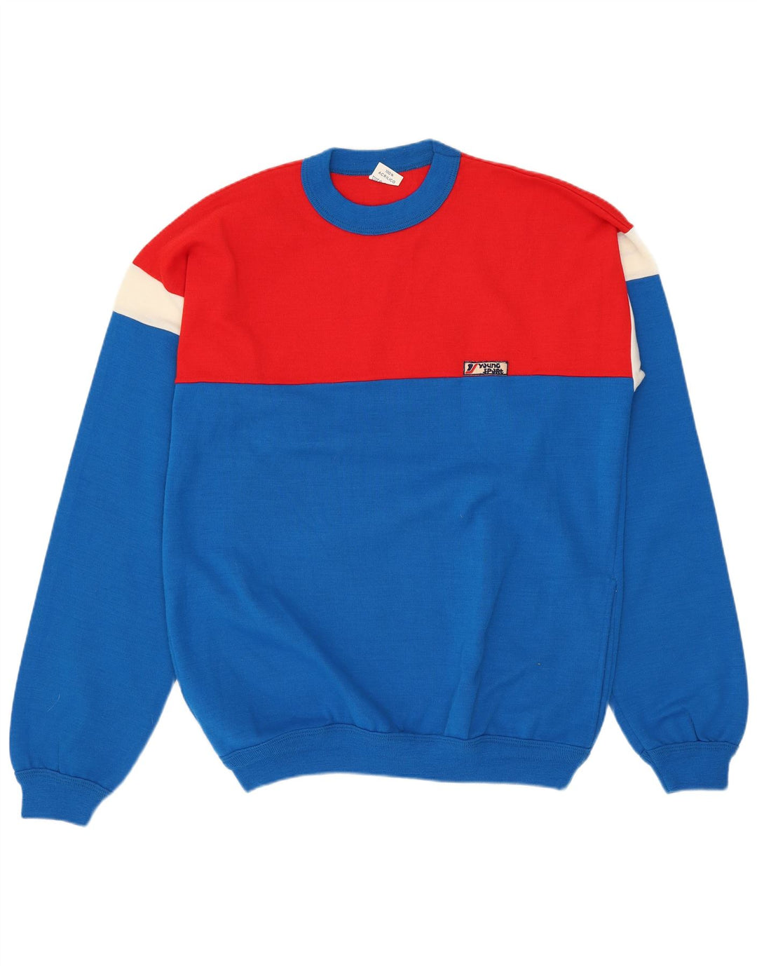 VINTAGE muški džemper s okruglim izrezom srednje plave boje od akrila